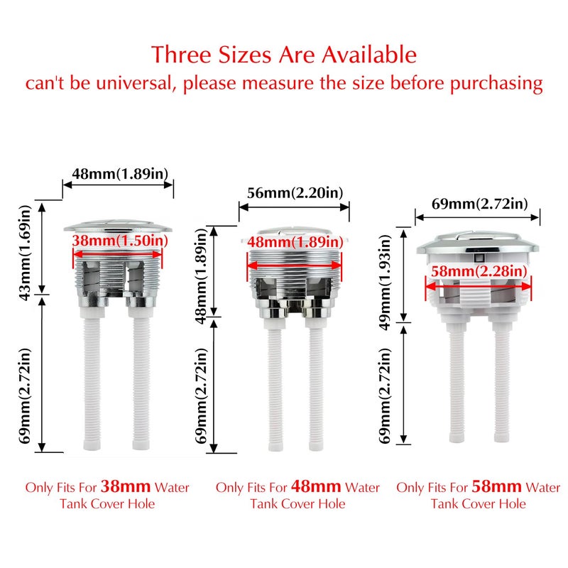 Owfeel زر دفع مزدوج لمرحاض أوفيل زر خزان المرحاض 38 مم زر المرحاض بديل زر التدفق بقطر خيط - Image 3